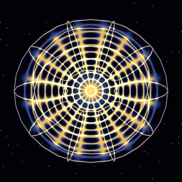 Corona abierta · 963 Hz · φ²: la figura que dibuja Cymatica en modo Mandala con 963 Hz y su pareja áurea de 2521,2 Hz