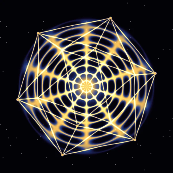 Decir la verdad · 741 Hz · φ²: la figura que dibuja Cymatica en modo Mandala con 741 Hz y su pareja áurea de 1940,0 Hz