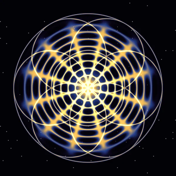 Gratitud · 639 Hz · φ²: la figura que dibuja Cymatica en modo Mandala con 639 Hz y su pareja áurea de 1672,9 Hz