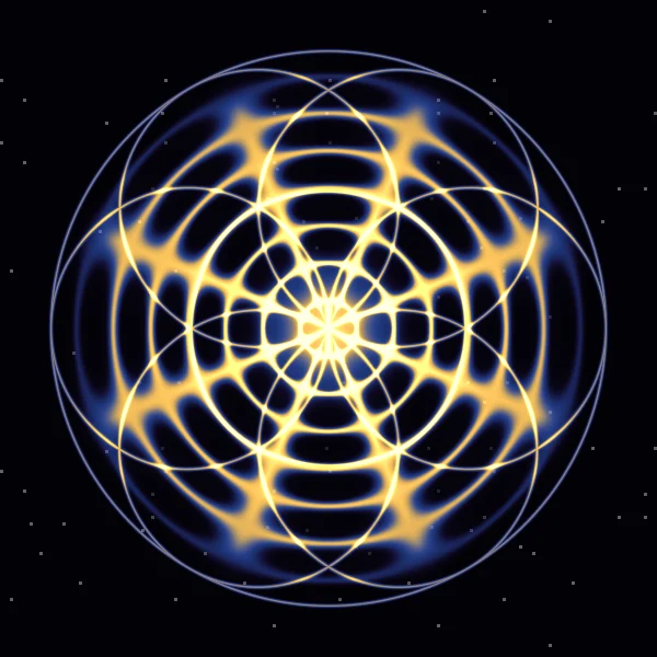 Let the day go · 174 Hz · φ: the figure Cymatica draws in Mandala mode with 174 Hz and its golden pair at 281.5 Hz